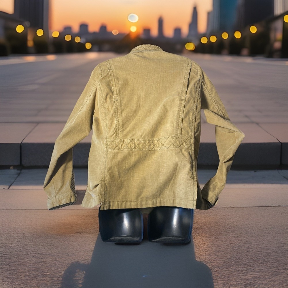 Eddie Bauer Corduroy Jacket Womens Medium Green‎ Button Pockets Stretch Shacket - Picture 3 of 6